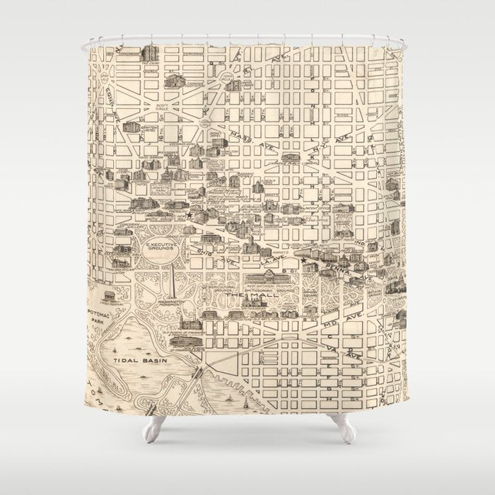 Vintage Map of Washington D.C. (1914) Shower Curtain Gallery Image 1