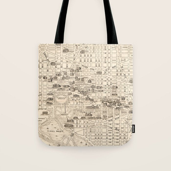 Vintage Map of Washington D.C. (1914) Tote Bag Gallery Image 1
