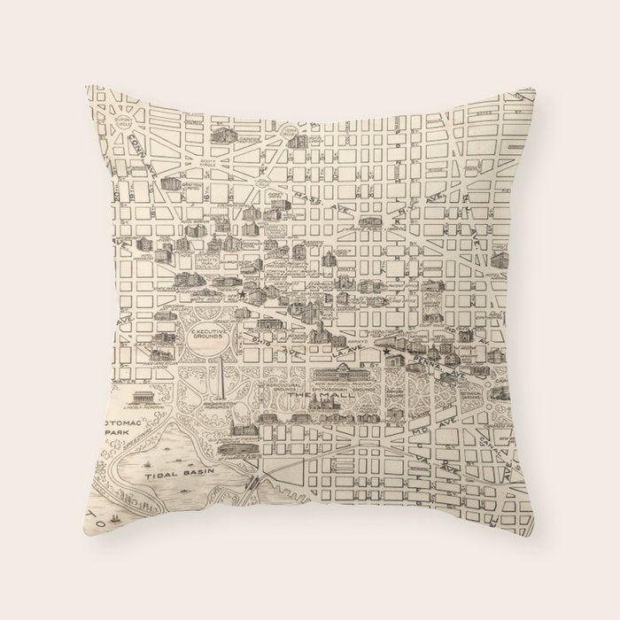 Vintage Map of Washington D.C. (1914) Throw Pillow Gallery Image 6