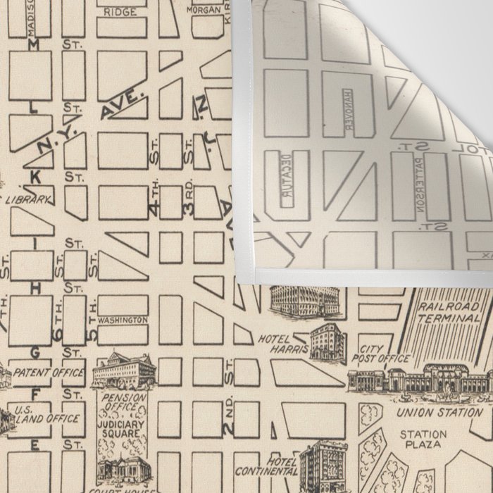 Vintage Map of Washington D.C. (1914) Wall Tapestry Gallery Image 3