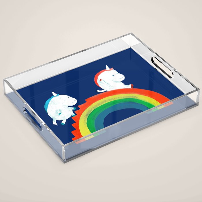 Unicorn on rainbow slide Acrylic Tray Gallery Image 1