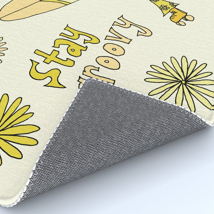 stay groovy rollerskate // retro surf art by surfy birdy Rug Gallery Image 4
