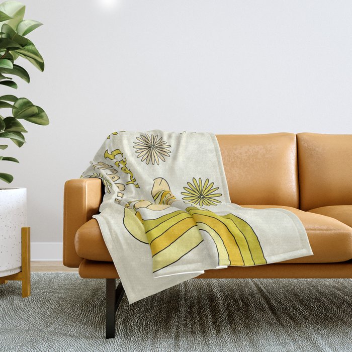 stay groovy rollerskate // retro surf art by surfy birdy Throw Blanket Gallery Image 1
