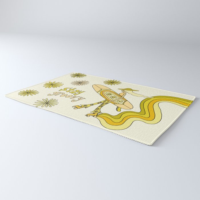 stay groovy rollerskate // retro surf art by surfy birdy Rug Gallery Image 3