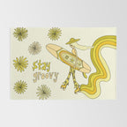 stay groovy rollerskate // retro surf art by surfy birdy Rug Gallery Image 2