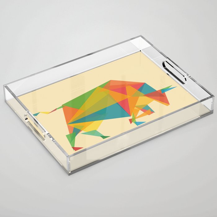 Fractal Geometric Bull Acrylic Tray Gallery Image 1