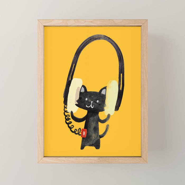 I Love Huge Headphone Mini Art Print Gallery Image 1