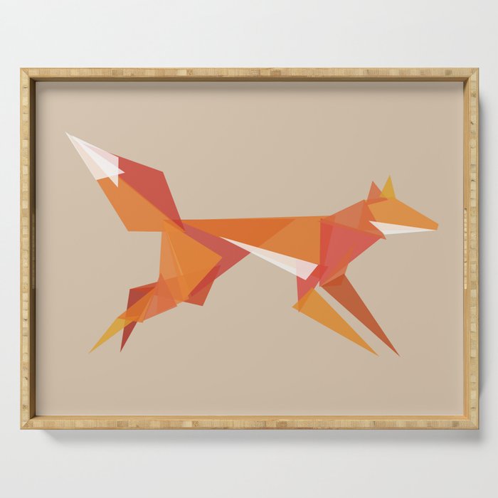 Fractal geometric fox Serving Tray Gallery Image 1