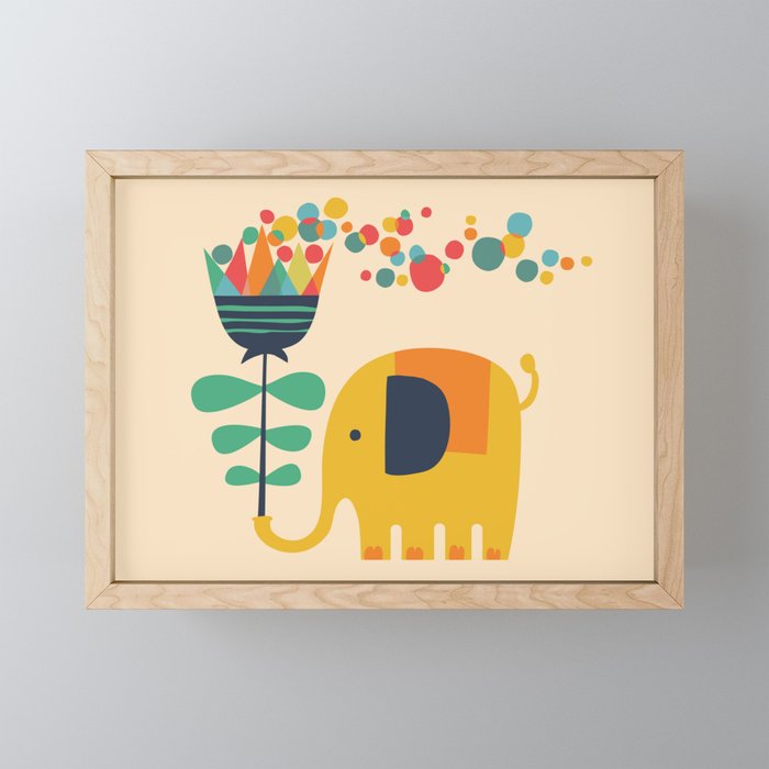 Elephant with giant flower Mini Art Print Gallery Image 1