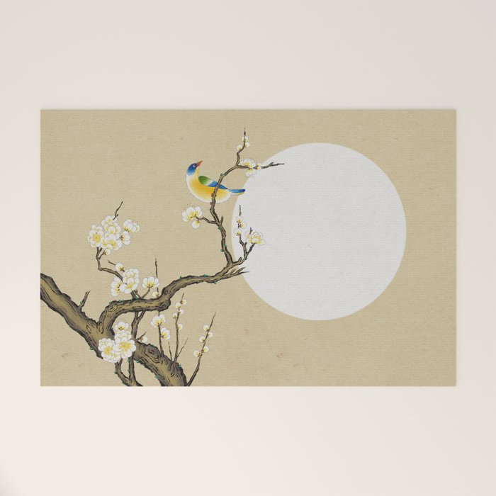 Plum blossoms, bird and the moon Type A (Minhwa: Korean traditional/folk art) Welcome Mat Gallery Image 1