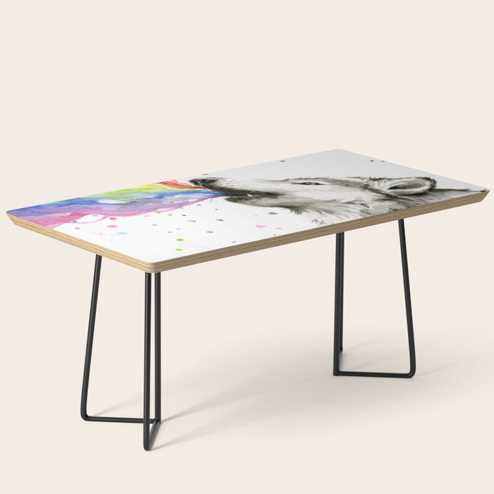 Wolf Howling Rainbow Watercolor Coffee Table Gallery Image 1