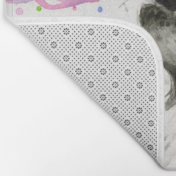 Wolf Howling Rainbow Watercolor Bath Mat Gallery Image 2