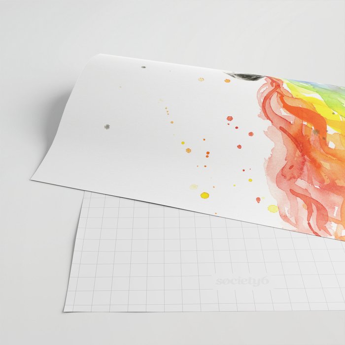 Wolf Howling Rainbow Watercolor Wrapping Paper Gallery Image 2
