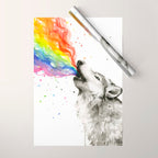 Wolf Howling Rainbow Watercolor Wrapping Paper Gallery Image 1