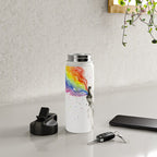 Wolf Howling Rainbow Watercolor Water Bottle Gallery Image 4
