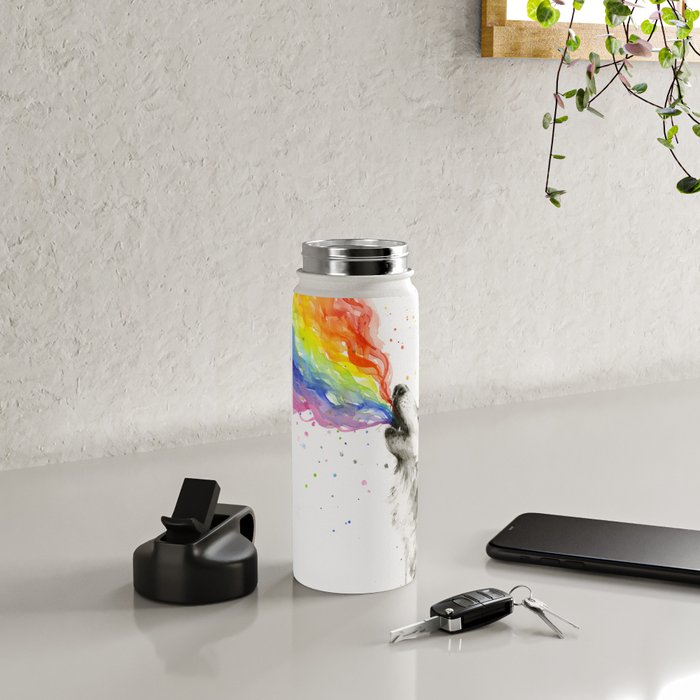 Wolf Howling Rainbow Watercolor Water Bottle Gallery Image 4