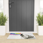 Wolf Howling Rainbow Watercolor Welcome Mat Gallery Image 3