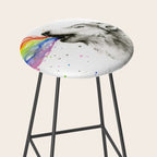Wolf Howling Rainbow Watercolor Stool Gallery Image 2
