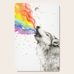 Wolf Howling Rainbow Watercolor Cutting Board Gallery Image 1