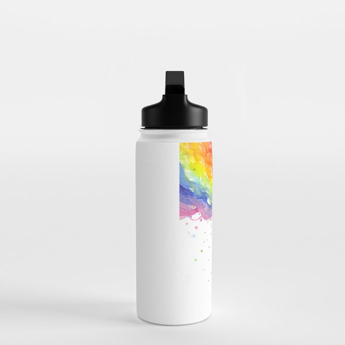 Wolf Howling Rainbow Watercolor Water Bottle Gallery Image 3