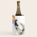 Wolf Howling Rainbow Watercolor Wine Chiller Gallery Image 1