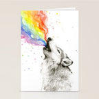 Wolf Howling Rainbow Watercolor Stationery Card Gallery Image 2