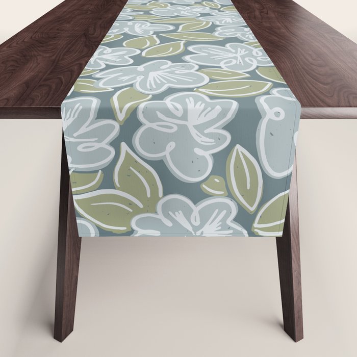 Coastal Blue Flowers Table Runner Gallery Image 1