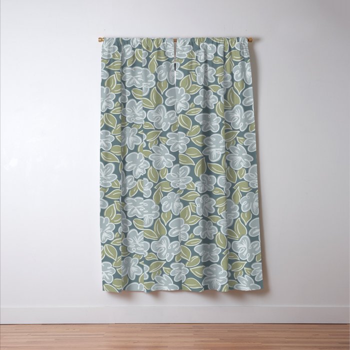 Coastal Blue Flowers Window Curtain Gallery Image 3