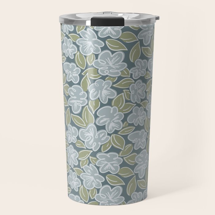 Coastal Blue Flowers Travel Mug Gallery Image 1