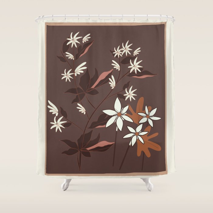 Floral Mocha 3 Shower Curtain Gallery Image 1