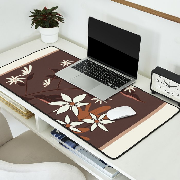 Floral Mocha 3 Desk Mat Gallery Image 2