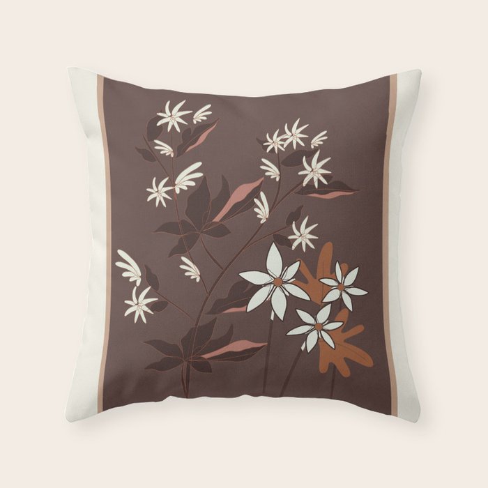 Floral Mocha 3 Throw Pillow Gallery Image 6