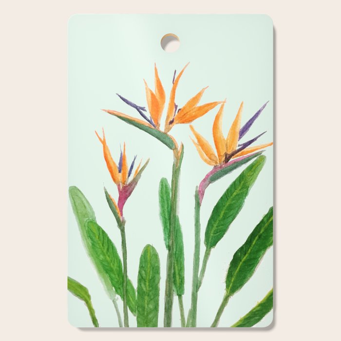 bird of paradise flower painting Cutting Board Gallery Image 1