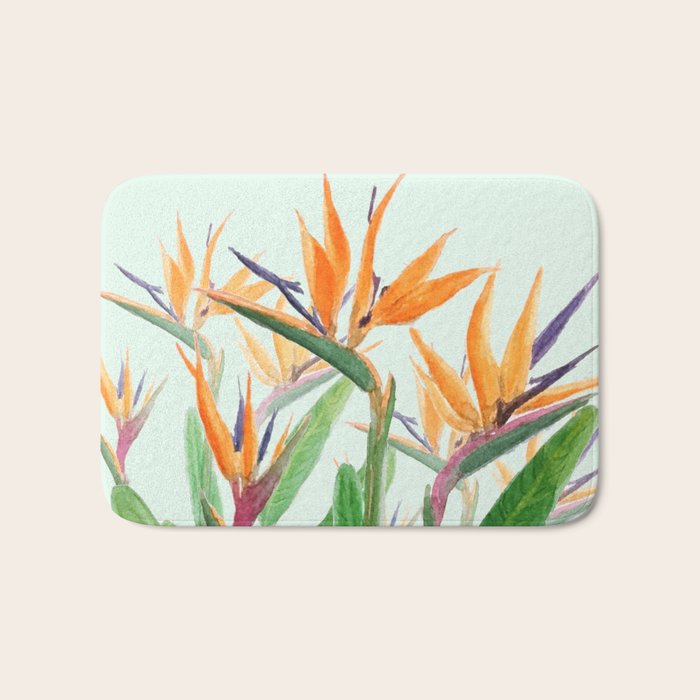 bird of paradise flower painting Bath Mat Gallery Image 1