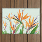 bird of paradise flower painting Outdoor Rug Gallery Image 1