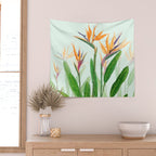 bird of paradise flower painting Wall Tapestry Gallery Image 2