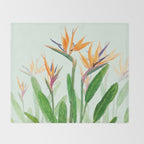 bird of paradise flower painting Throw Blanket Gallery Image 2