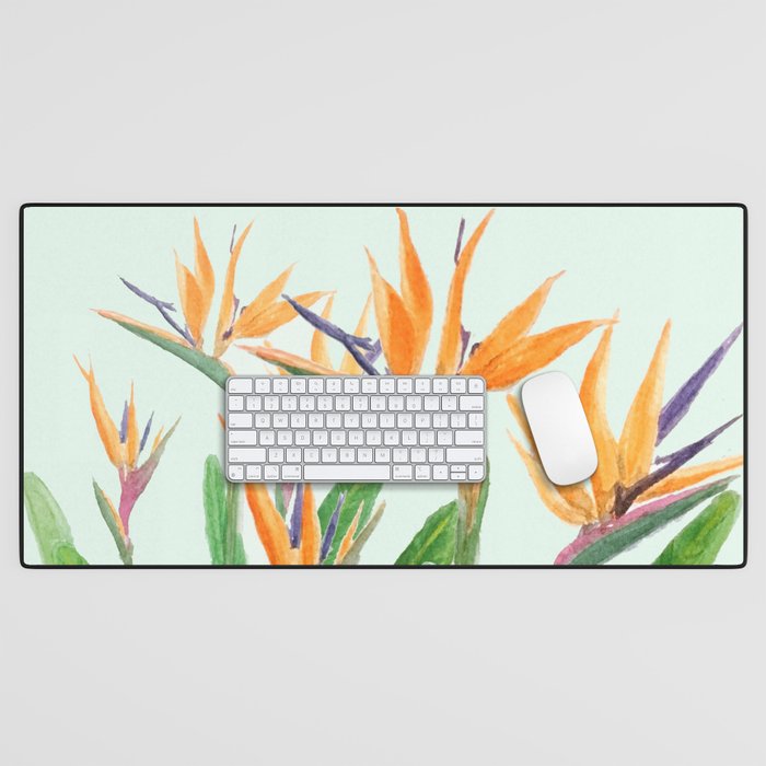 bird of paradise flower painting Desk Mat Gallery Image 1