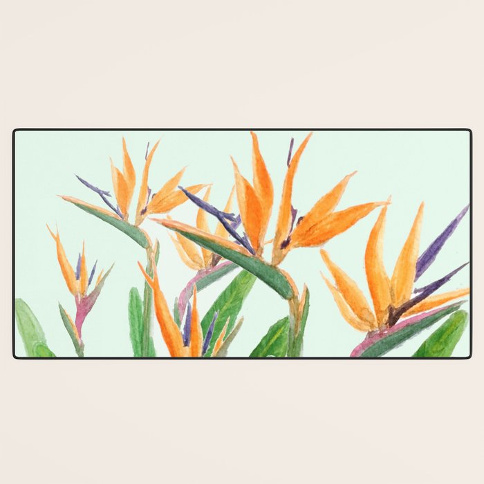 bird of paradise flower painting Desk Mat Gallery Image 3