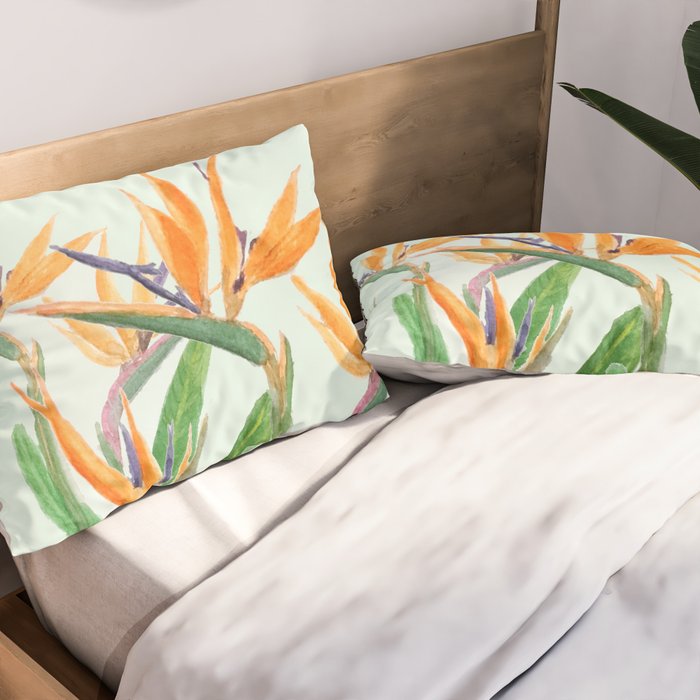 bird of paradise flower painting Pillow Sham Gallery Image 2