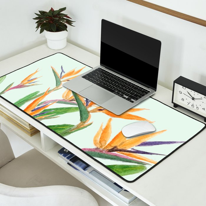 bird of paradise flower painting Desk Mat Gallery Image 2