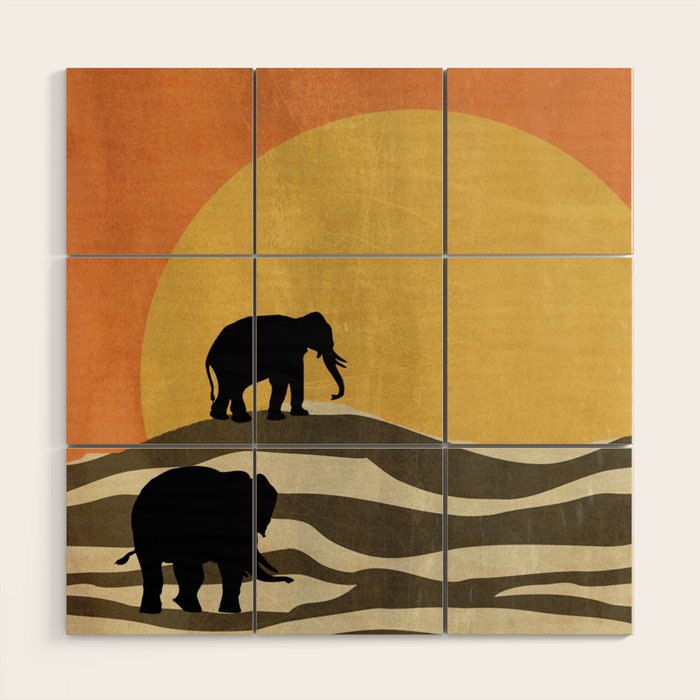 African Sunset Wood Wall Art Gallery Image 1