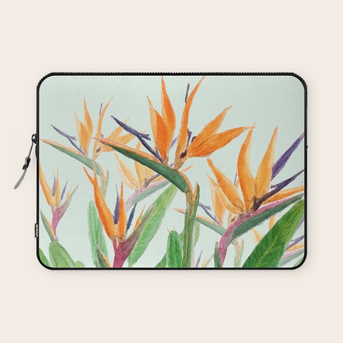 bird of paradise flower painting Laptop Sleeve Gallery Image 1