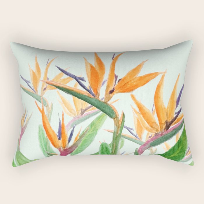 bird of paradise flower painting Rectangular Pillow Gallery Image 2