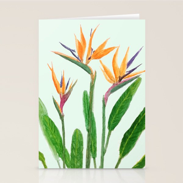 bird of paradise flower painting Stationery Card Gallery Image 2