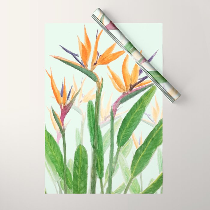 bird of paradise flower painting Wrapping Paper Gallery Image 1