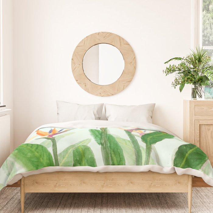 bird of paradise flower painting Duvet Cover Gallery Image 3