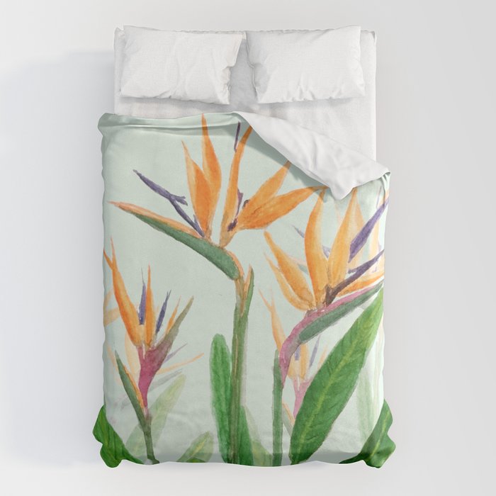 bird of paradise flower painting Duvet Cover Gallery Image 1