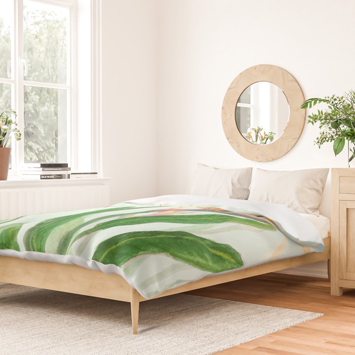 bird of paradise flower painting Duvet Cover Gallery Image 2