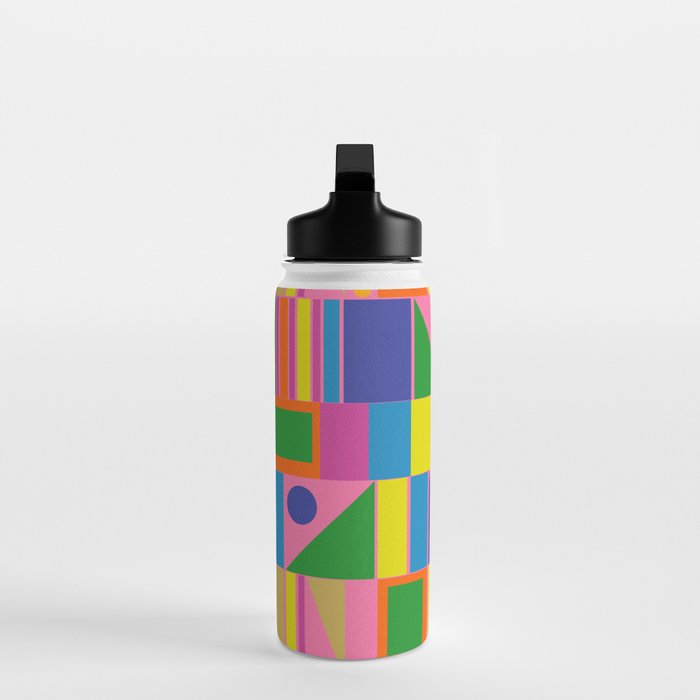 Mid Century Modern Modtastic Fun and Colorful Abstract Geometric Pattern Water Bottle Gallery Image 3